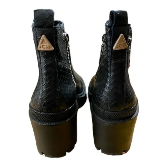 GB the Change, the So-Lution Sustainable Leather Chunky Lug Sole Booties.