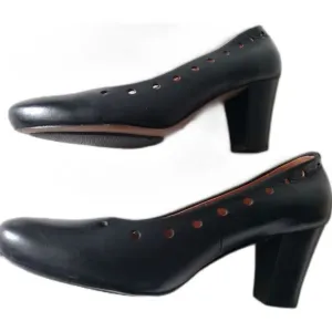 Gentle Souls Black Leather Heels Pumps Reno 6.5 Block Classic Career Comfort