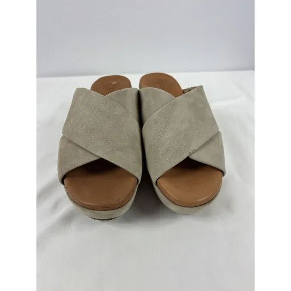 Gentle Souls Mikenzie Suede Platform Sandals Cream 7 M Criss Cross Straps