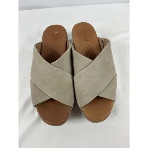 Gentle Souls Mikenzie Suede Platform Sandals Cream 7 M Criss Cross Straps