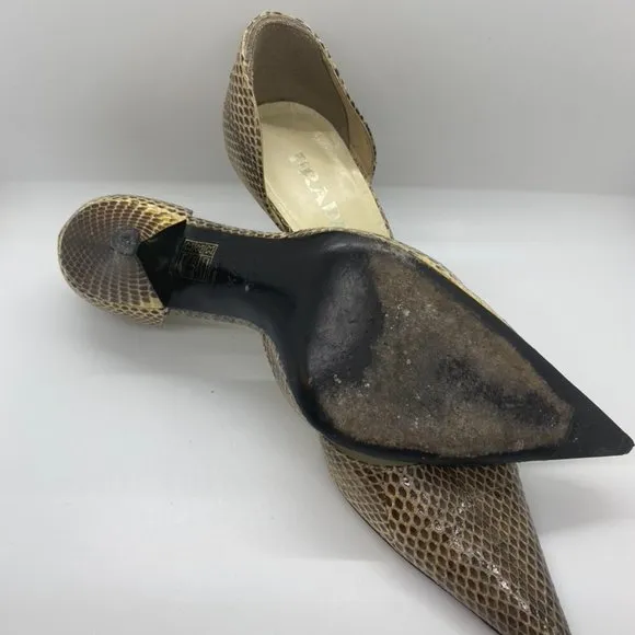 Genuine Python Prada Pointy Toe D'Orsay 37.5