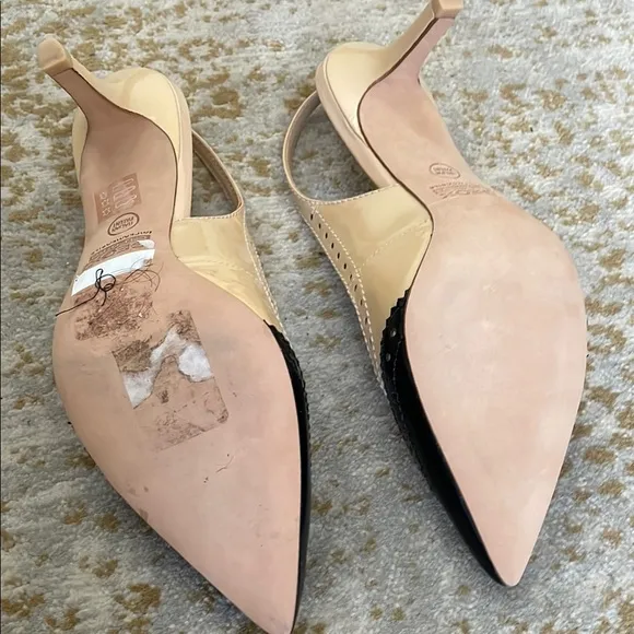 Geox Black and Cream Slingback Heels with Studded Elegance