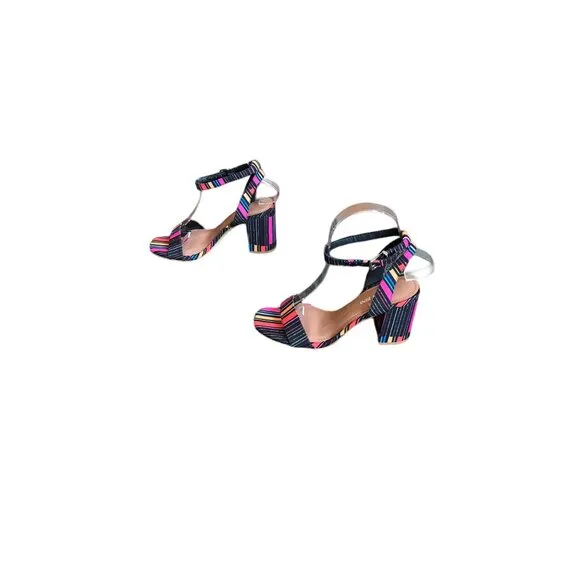 Gianni Bini Black Multicolored Open Toe Heels
