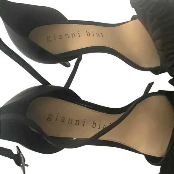 Gianni Bini Black Ribbon Open Toe Strap Heels- Size 8.5 Women