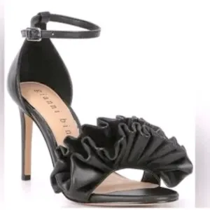 Gianni Bini Black Ribbon Open Toe Strap Heels- Size 8.5 Women