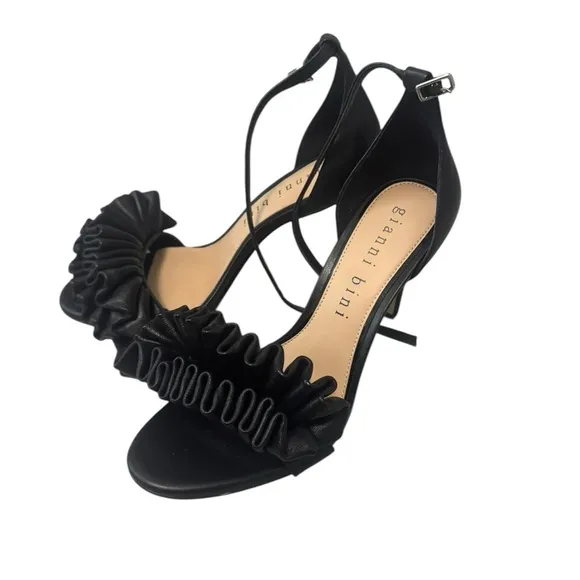 Gianni Bini Black Ribbon Open Toe Strap Heels- Size 8.5 Women
