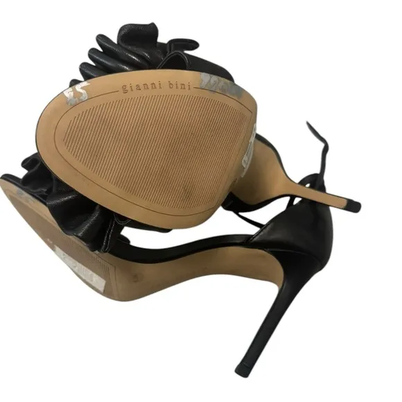 Gianni Bini Black Ribbon Open Toe Strap Heels- Size 8.5 Women