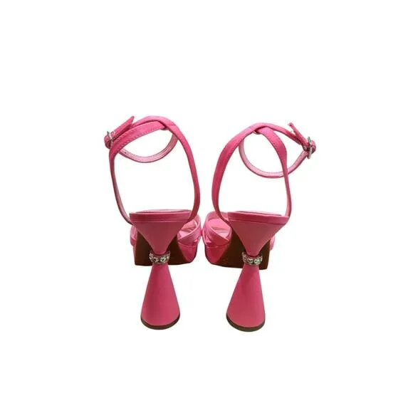 Gianni Bini Pink Platform Heels Size 8 Flared Block Strappy Barbiecore