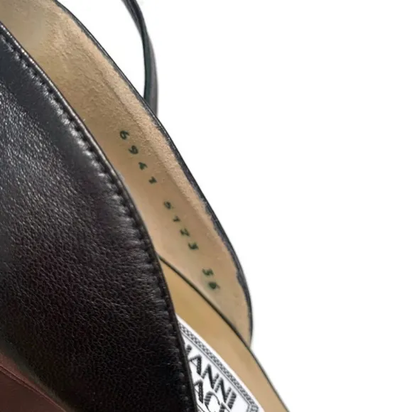 Gianni Versace Vintage Leather Pewter Wedge Heels