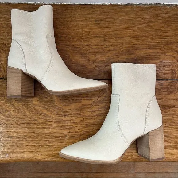 Gianni Bini Nubuck Leather Darnold Ankle Boots Booties Bone Cream Size 9.5