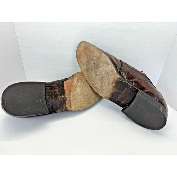 Giorgio Brutini Brown Alligator Croc Print Leather Oxfords Shoes Mens 13 M