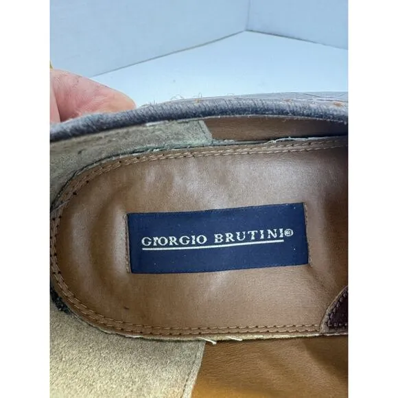 Giorgio Brutini Brown Alligator Croc Print Leather Oxfords Shoes Mens 13 M
