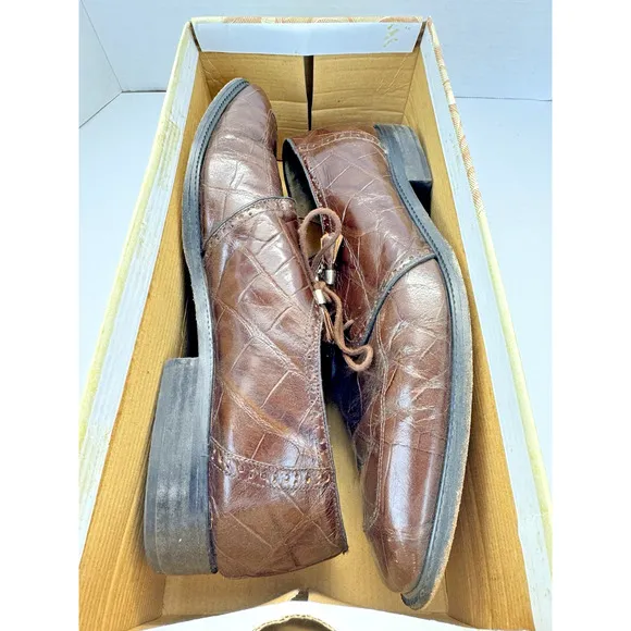 Giorgio Brutini Brown Alligator Croc Print Leather Oxfords Shoes Mens 13 M
