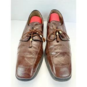 Giorgio Brutini Brown Alligator Croc Print Leather Oxfords Shoes Mens 13 M