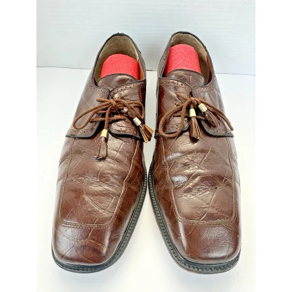 Giorgio Brutini Brown Alligator Croc Print Leather Oxfords Shoes Mens 13 M