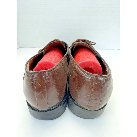 Giorgio Brutini Brown Alligator Croc Print Leather Oxfords Shoes Mens 13 M