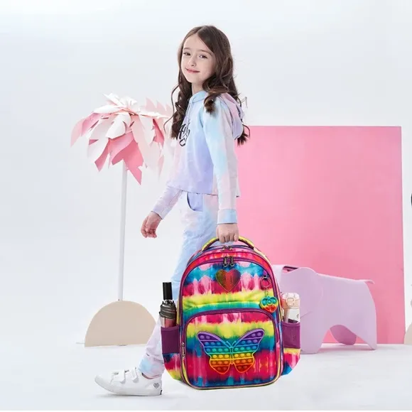 Girls Backpack Set 3 With Butterfly Fidget
