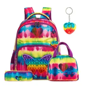Girls Backpack Set 3 With Butterfly Fidget