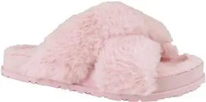 Girls Faux Fur Criss Cross Slide