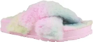 Girls Multi Faux Fur Criss Cross Slide