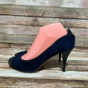 Giuseppe Zanotti Blue Suede Round Toe Heels