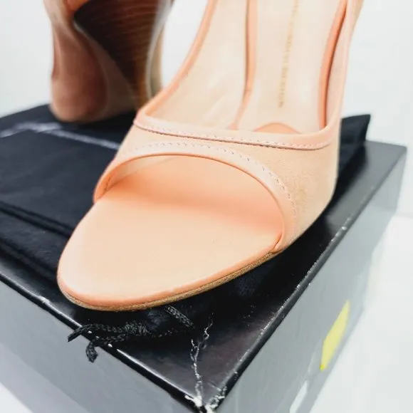 Giuseppe Zanotti Design TAK 90 Sandolo Peach Peep Toe Suede 4&quot; Heels, 6B
