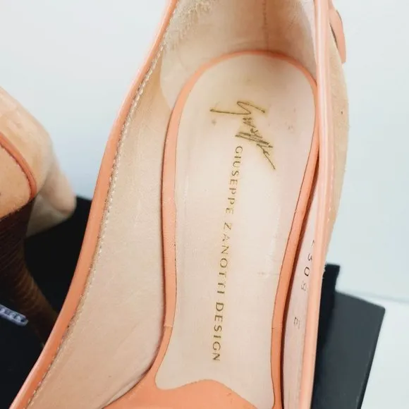 Giuseppe Zanotti Design TAK 90 Sandolo Peach Peep Toe Suede 4&quot; Heels, 6B