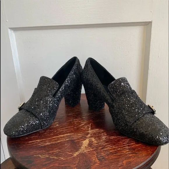 Giuseppe Zanotti NWT Black Glitter Block Heels