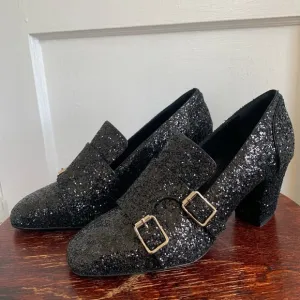 Giuseppe Zanotti NWT Black Glitter Block Heels