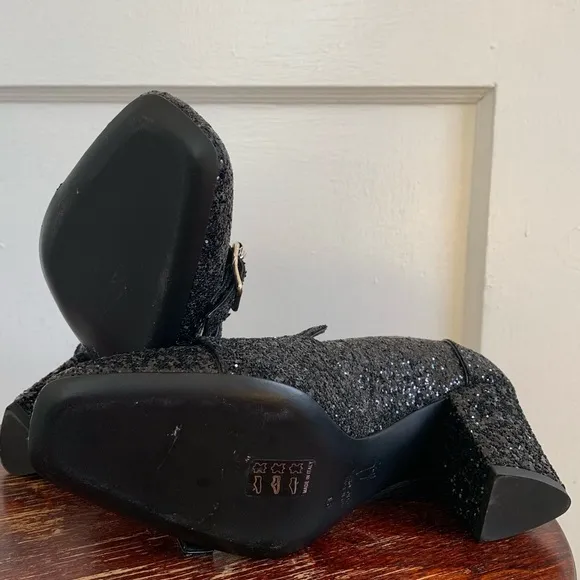 Giuseppe Zanotti NWT Black Glitter Block Heels