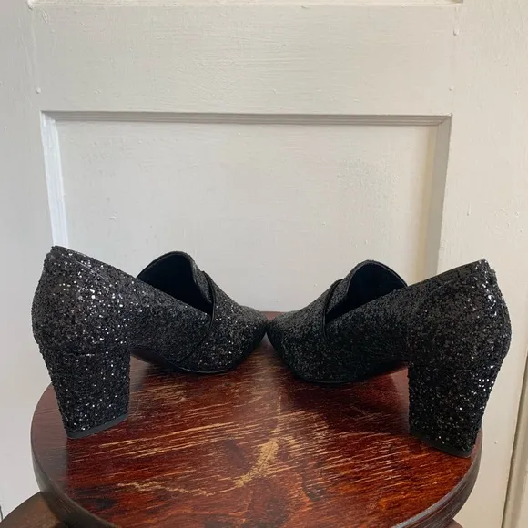Giuseppe Zanotti NWT Black Glitter Block Heels