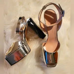 Giuseppe Zanotti silver chunky heels