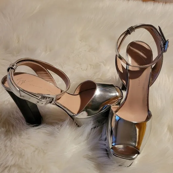 Giuseppe Zanotti silver chunky heels