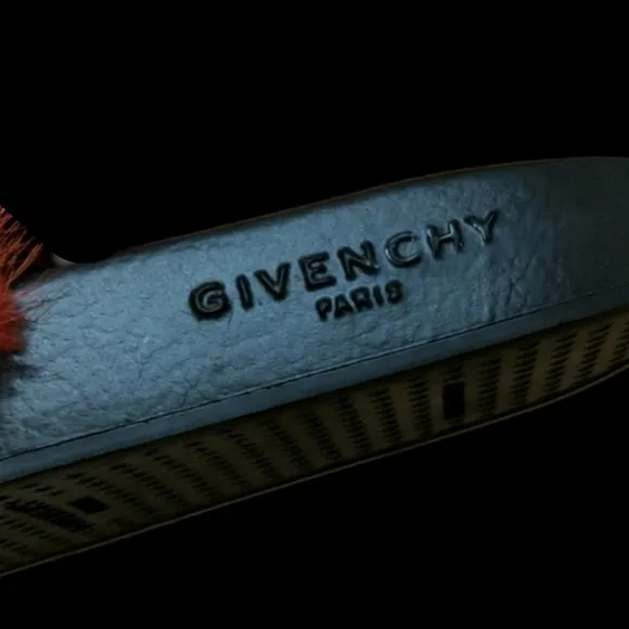 Givenchy Red Mink Rubber Slides SZ 40