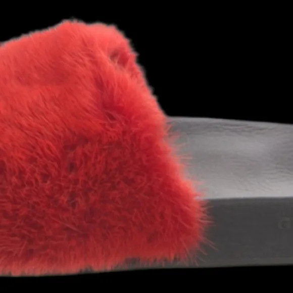 Givenchy Red Mink Rubber Slides SZ 40