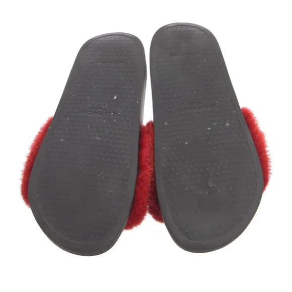 Givenchy Red Mink Rubber Slides SZ 40