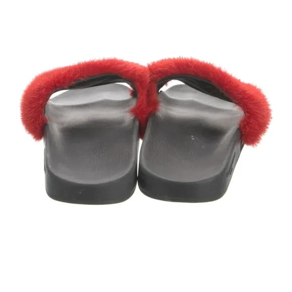 Givenchy Red Mink Rubber Slides SZ 40