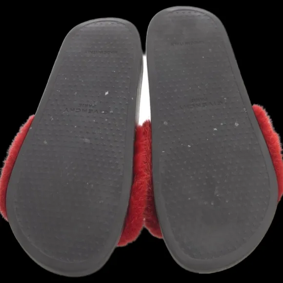 Givenchy Red Mink Rubber Slides SZ 40
