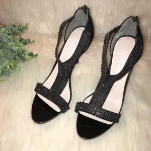 GLINT Sz 8 “Devyn” Black Rhinestone Stiletto Heels