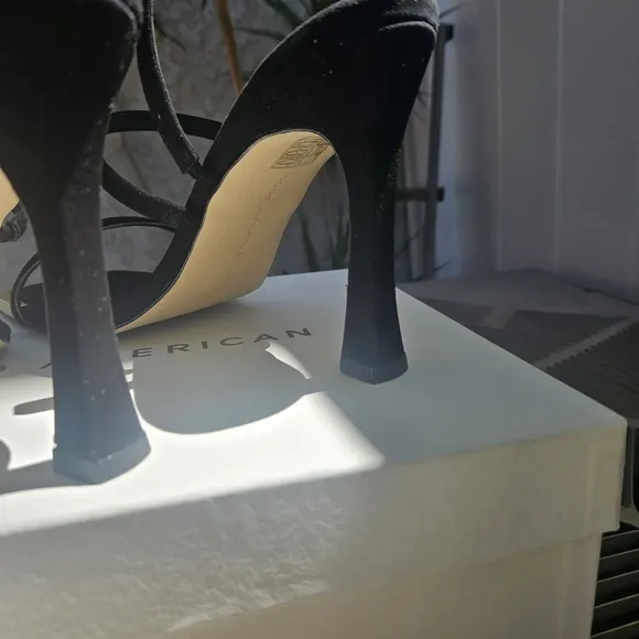 God American, The Standout Square Toe Sandal,  Suede Black Size 10,NIB