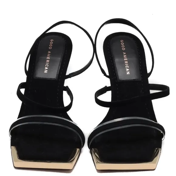 God American, The Standout Square Toe Sandal,  Suede Black Size 10,NIB