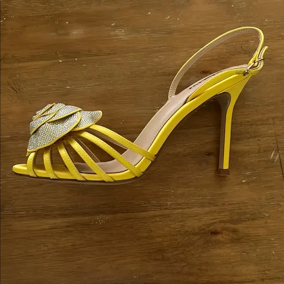 Gold and Yellow Stiletto Heels with Slingback Strap