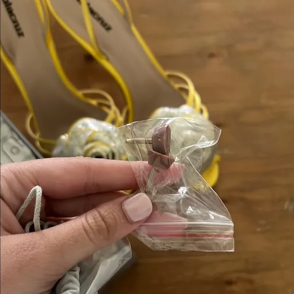Gold and Yellow Stiletto Heels with Slingback Strap