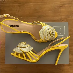 Gold and Yellow Stiletto Heels with Slingback Strap