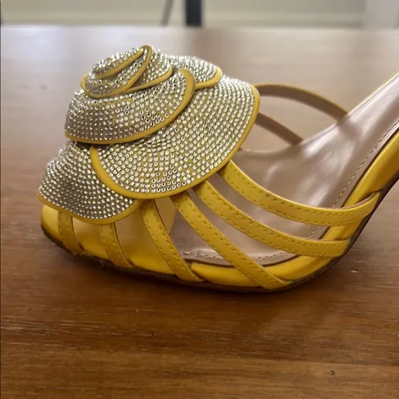 Gold and Yellow Stiletto Heels with Slingback Strap