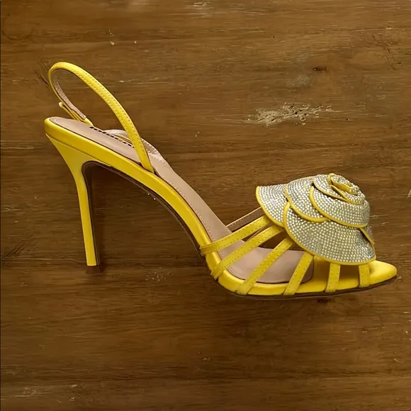 Gold and Yellow Stiletto Heels with Slingback Strap