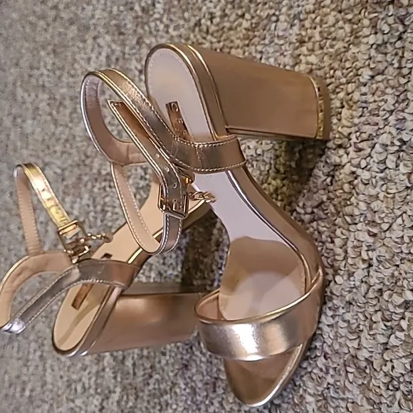 Gold block heels