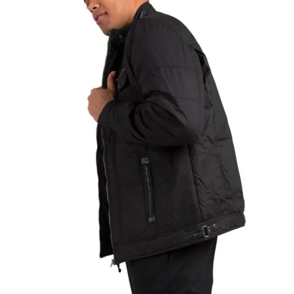 Gold Label Men’s Waterproof Black Coated Canvas Zip Up Insulated Moto Jacket XXL