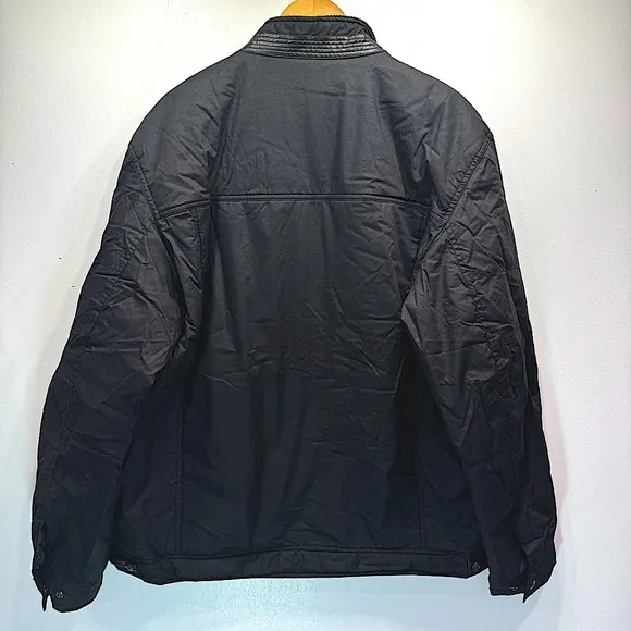 Gold Label Men’s Waterproof Black Coated Canvas Zip Up Insulated Moto Jacket XXL