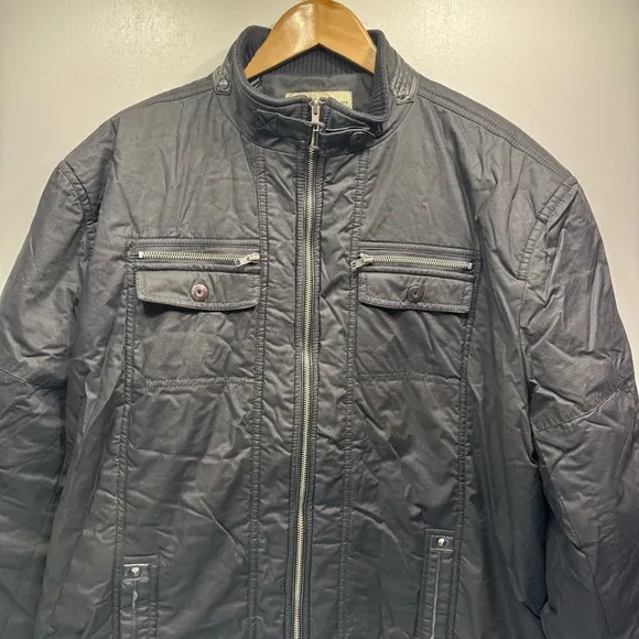 Gold Label Men’s Waterproof Black Coated Canvas Zip Up Insulated Moto Jacket XXL